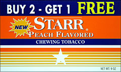 STARR PEACH FLAVORED CHEWING TOBACCO 12 COUNT PROMOTIONAL BOX 